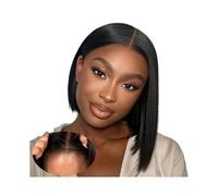 Synthetic Hair Straight Wig Human Hair 4×4 Lace Front Short T part Bob Wig for Women Indian Hair Wigs for Women(16inches)