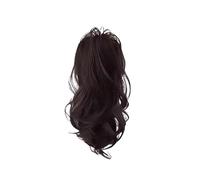 Synthetic Half tied High Ponytail Wig Grip Clip Back of Head Fluffy Increase Volume Wave Roll(Brown Black)