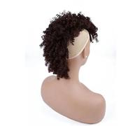 Synthetic High Puff Afro Kinky Curly Short Middle Part Wig Clip in Hairpiece One Pack Hair Extensions 90g/Piece Black-#99J-10 Inch-1 PC