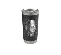 Synthetic Interface Half Human Half Machine HUD Core Art Stainless Steel Insulated Tumbler