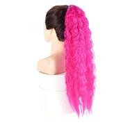 Synthetic Kinky Curly Hair Ponytails Cosplay Hairpiece Ribbon Drawstring Ponytail Extensions(PINK)