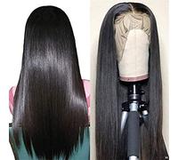 Synthetic Lace Front Black Women's Bob Wig Naturally Long Straight 13X4 Swiss Lace Front Wig 150% Density Heat Resistant Wig,22 Inches,Constructive23