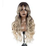 Synthetic Lace Front Wig Side Part Long Wavy Wigs Body Wavy Lace Front Wig Ombre Blonde Cosplay Wig For Women 4 150%#Lace Part Wig#36inches (OM-MISTY,150%#Lace Part Wig#36 Inch)