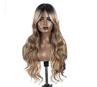Synthetic Lace Front Wig Side Part Long Wavy Wigs Body Wavy Lace Front Wig Ombre Blonde Cosplay Wig For Women 4 150%#Lace Part Wig#36inches (HI-VAMLLA,150%#Lace Part Wig#36 Inch)