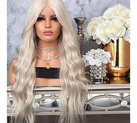 Synthetic Lace Front Wigs,Body Wavy Middle Lace Front Wig Ladies High Temperature Resistant Synthetic Easy Combing Blond Wig,18 inches