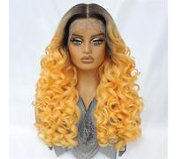 Synthetic Lace Front Wigs Curly Pre Plucked Lace Frontal Wig With Bangs For Women Highlight With Babyhair 24Inch