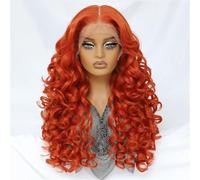 Synthetic Lace Front Wigs Curly Pre Plucked Lace Frontal Wig With Bangs For Women Highlight With Babyhair 24Inch