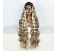 Synthetic Lace Front Wigs For Women 36 Inch Long Body Wavy Wig Brown Ombre Pink Cosplay Wigs Heat Resistant NTSA4-10-23B-613C 36inches