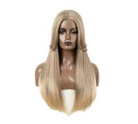 Synthetic Lace Front Wigs for Women Ombre Brown with Bangs 24 Inch Straight Glueless Wig Beautiful