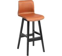 Synthetic Leather Bar Counter Height Stools, Barstools with Backs and Wood Legs Tall Kitchen Chairs for Pub Cafe (Orange 1ps)