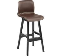 Synthetic Leather Bar Stools, Counter Height Stools, Barstools with Backs and Wood Legs Tall Kitchen Chairs for Pub Cafe (Brown-1ps,72cm)