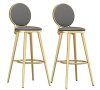 Synthetic Leather Bar StoolsTall Kitchen Chairs with Backrest Iron e 26/30in Height Easy Assembly Modern Round Counter Stools for Home & Bar