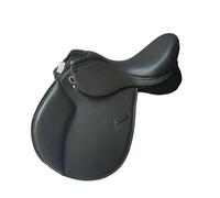 Synthetic Leather Changeable Gullet Saddle with Comfortable Self Adjusting Tree System with 5 Gullets Included Lightweight Adjustable General Purpose Saddle 17 Inch Black