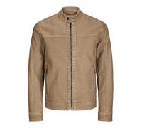 Synthetic Leather Jacket | Regular Fit, Plain, Long Sleeves, Regular, Outdoor, Maximum temperature 30°C normal process