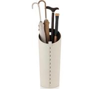 Synthetic Leather Umbrella Stand with Removable Water Tray 2 Steel Hooks Indoor Outdoor Umbrella Holder for Entryway Off white Color