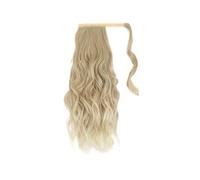 Synthetic Long Wavy Ponytail Hairpiece Wrap on Clip Hair Extensions with Bangs Clips Front Two Side Fringe for Women for Daily Use(Ombre Blonde)
