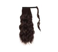 Synthetic Long Wavy Ponytail Hairpiece Wrap On Clip Hair Extensions With Bangs Clips Front Two Side Fringe For Women Hair Extension for Daily Use(Chestnut Brown)