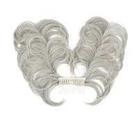 Synthetic Messy Bun Hair Piece Side Comb Clip in Wig Adjustable Styles Hairpiece for Women Elegant or Chic Look(Silver Grey)