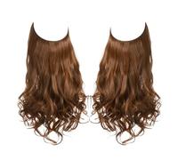 Synthetic No Clips Hair Extensions Fake Natural Wavy Curly False Hairs Piece for Woman for Daily Use(Copper Auburn,18inches)