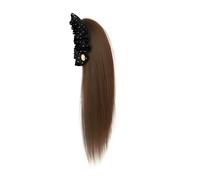 Synthetic Polka Dot Claw Clip Ponytail Wig With Grab Clip, Vintage Fake Long Straight Layered Ponytail For Women