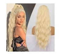 Synthetic Ponytail Extensions for Women Long Wavy Fluffy Synthetic Ponytail Hairpiece Natural Soft(Blonde)