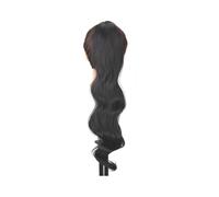 Synthetic Ponytail Hair Extensions Flexible Wrap Around False Tail Natural Wavy Pony Tail Hairpiece(1B)