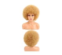 Synthetic Short Afro Kinky Curly Wig with Bangs for Women | 14Inch 70s Afro Wigs Bouncy Huge Fluffy Puff Wigs Synthetic Hair(Dark Blonde)