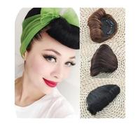 Synthetic Short Curly Retro Bangs for Women Clip in Retro Bangs Classic Fake Fringe Extension Natural Synthetic Bangs Hairpieces Hair Extensions for Daily Wear(Light Brown)