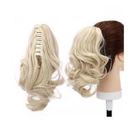 Synthetic Short Wavy Ponytail Hair Extension Black Brown Pony Tail Claw Jaw In Hairpiece Clip In Hair Tail For Women Hair Extension for Daily Use(Bleach blonde,18inches)