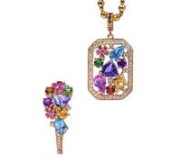 Synthetic Tanzanite Secret Garden Jewelry Set Multi Stone Cluster Ring Pendant for Women