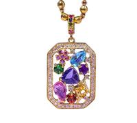 Synthetic Tanzanite Secret Garden Jewelry Set Multi Stone Cluster Ring Pendant for Women