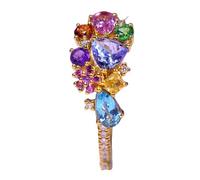 Synthetic Tanzanite Secret Garden Jewelry Set Multi Stone Cluster Ring Pendant for Women