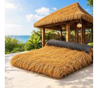 Synthetic Thatch Roof Waterproof PE Artificial Thatch Roof Roll Yellow | Tiki Roof Thatch For Tiki Bar Hut Hawaiian Party Garden Fence Patio Thatch Roofing Mat Crafts(1x5m)