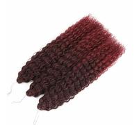 Synthetic Water Wave Twist Crochet Hair Afro Curls Crochet Braids Ombre Pink Braiding Hair Extension For Women-T1B/Burgundy-22inches-55cm-3Pcs/Lot
