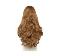 Synthetic Wavy U Part Wigs for Women Clip in Hair Extension Invisible Half False Wig 24inch Natural Hairpieces Womans Hair Topper(Golden Auburn)