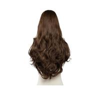 Synthetic Wavy U Part Wigs for Women Clip in Hair Extension Invisible Half False Wig 24inch Natural Hairpieces(Ginger Brown)