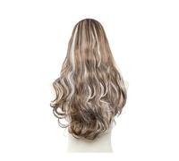 Synthetic Wavy U Part Wigs for Women Clip in Hair Extension Invisible Half False Wig 24inch Natural Hairpieces Womans Hair Topper(Brown blonde white)