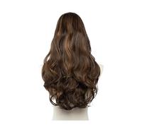 Synthetic Wavy U Part Wigs for Women Clip in Hair Extension Invisible Half False Wig 24inch Natural Hairpieces Womans Hair Topper(Dark bown blonde)