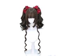 synthetic wig blonde wigs for women Synthetic Hair Wine Red Wigs Medium Long Curly Bangs Retro Harajuku Daily Wig Party Heat Resistant Wig(Bruin)