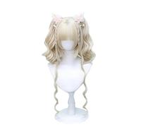 synthetic wig blonde wigs for women Synthetic Hair Wine Red Wigs Medium Long Curly Bangs Retro Harajuku Daily Wig Party Heat Resistant Wig(Gold)