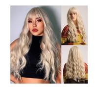 Synthetic Wig Daily Use Wig Heat Resistant Fibre Long Wavy Synthetic Black Wigs with Bangs for Black Women Afro Natural Wave Hair Cosplay Cosplay Wig(Color:LC205-2)
