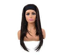 Synthetic Wig Female Headband Wigs for Women Gray Black Braided Wig Braid African Good Quality Headband Wig(Grey)