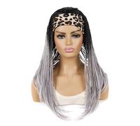 Synthetic Wig Female Headband Wigs for Women Gray Black Braided Wig Braid African Good Quality Headband Wig(Light purple)