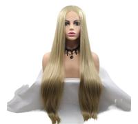 Synthetic Wig Long Straight Ash Blonde Lace Front Wig with Heat Resistant Fiber for Women Halloween Cosplay 24inches