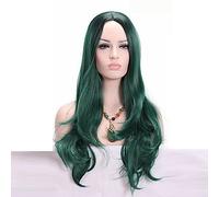 Synthetic Wig Medium Wavy Green African American Wig Cosplay Wig Costume Wig