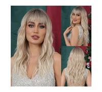 Synthetic Wig Party Wigs Blonde Curly Festival Fake Hair Heat Resistant Blonde Ombre Wig Middle Length Cosplay Synthetic Hair Wigs for Women Cosplay Wig(Color:LC7009-1)