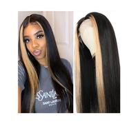 Synthetic Wig Straight Hair 13x4 Lace Frontal Wig 1B/27 Ombre Highlight Human Hair Wigs for Black Women 8-30inch Straight Transparent Lace Front Wigs Cosplay Wig(Size:18inches)