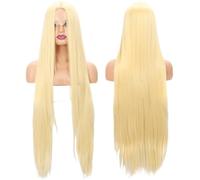 Synthetic Wig With Bangs Long Straight Hair Wigs for Women Smooth Natural Wigs Black Pink Piano Color Wig Female(Long yellow)