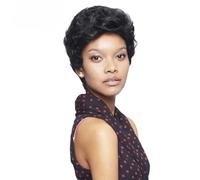 Synthetic Wigs Color 1B Short Curly Wig High Temperatural African American Daily Wigs For Woman-#1-6inches