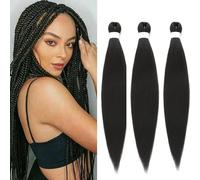 Synthetic Yaki Braiding Hair Ponytail Pre-Stretched Braiding Hair Extensions Easy Braids Hairpieces Crochet Straight Hair 26 inch 3 packs/lot (#1B, 26Inch)